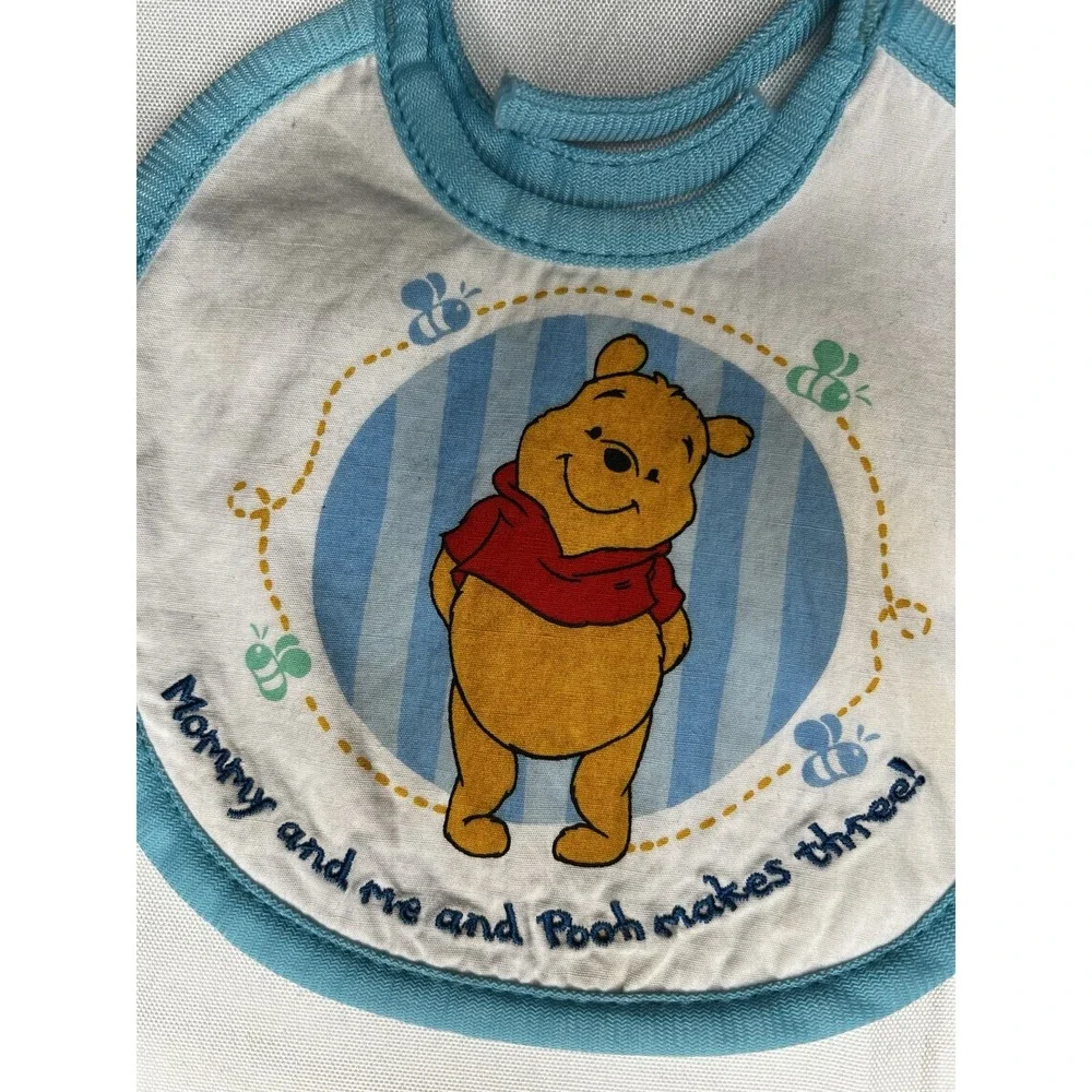 Vintage 1998 Winnie the Pooh‎ Baby Bibs Lot of 2 Mommy Daddy The First Years